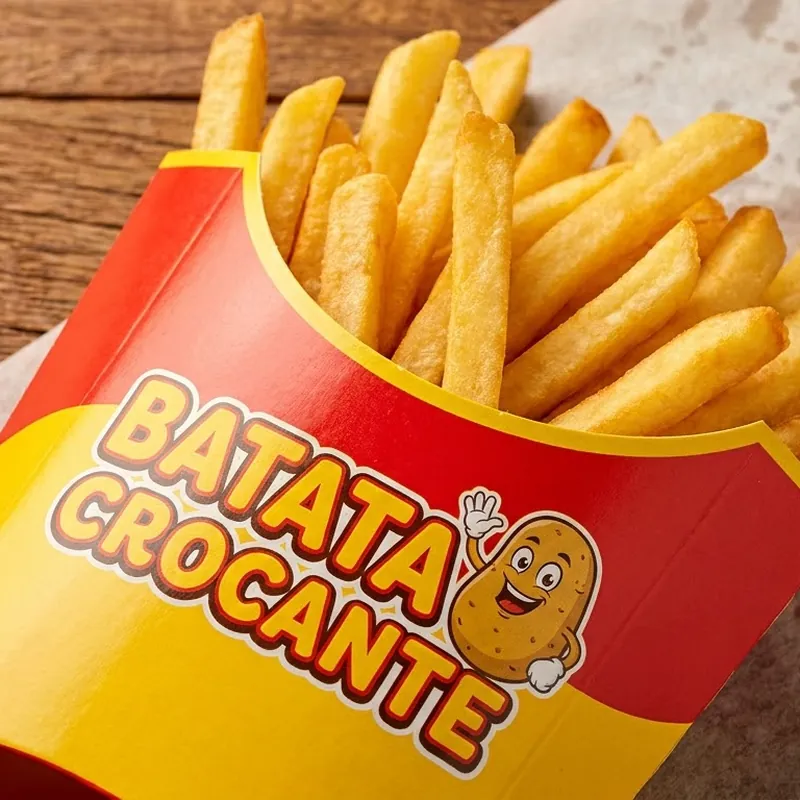 Exemplo: Embalagem de papel cartão para batata frita